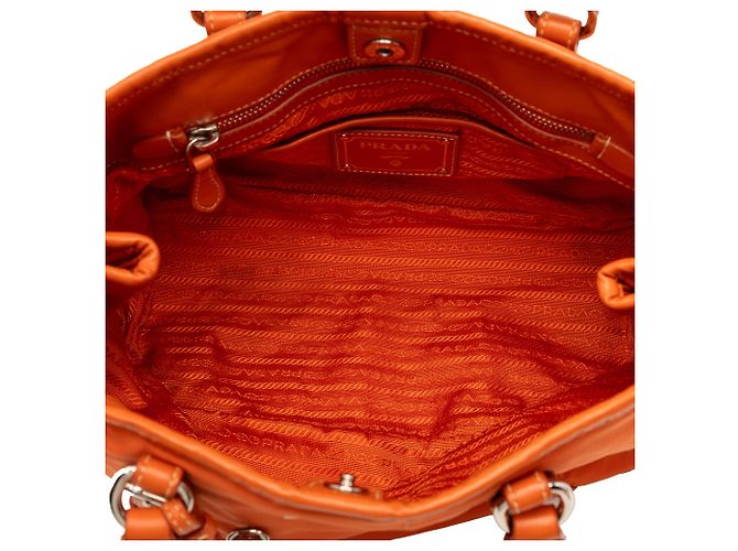Borsa Prada Soft Calf Trimmed Tessuto Arancione - vista 4
