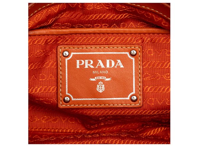 Borsa Prada Soft Calf Trimmed Tessuto Arancione - vista 5