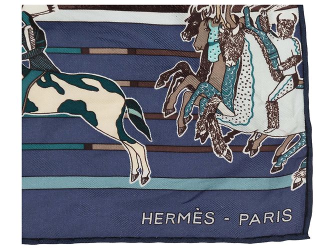 Hermès Sciarpa in seta stampata Hermes Carre En Carres Motif Blu e Multicolore - vista 2