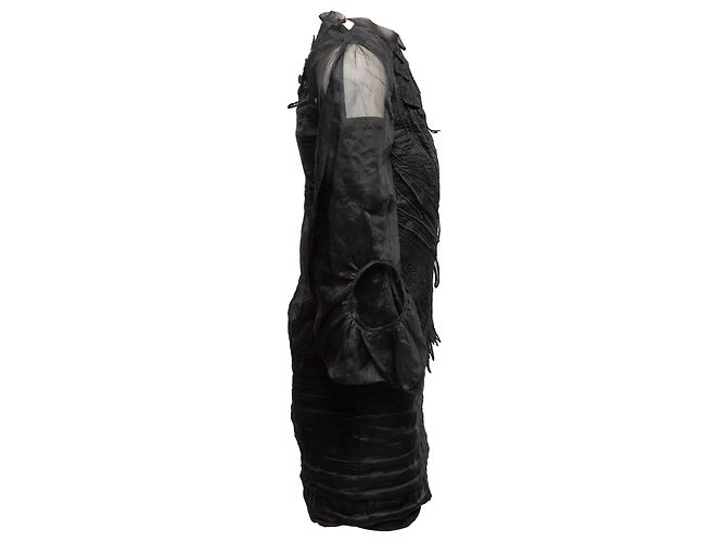 Autre Marque Schwarzes besticktes Langarm-Minikleid Antonio Berardi Größe IT 38 - Ansicht 2