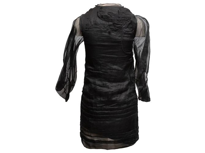 Autre Marque Schwarzes besticktes Langarm-Minikleid Antonio Berardi Größe IT 38 - Ansicht 3