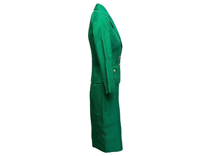 Completo con gonna in misto seta e lana verde smeraldo Dolce & Gabbana Taglia IT 40 - vista 3