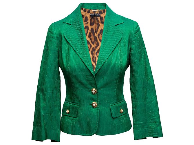 Completo con gonna in misto seta e lana verde smeraldo Dolce & Gabbana Taglia IT 40 - vista 4