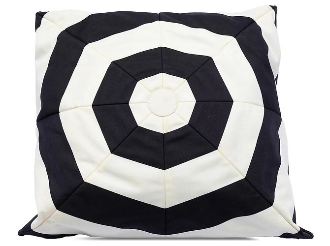 Tote a righe in tela Chanel CC nero - vista 3