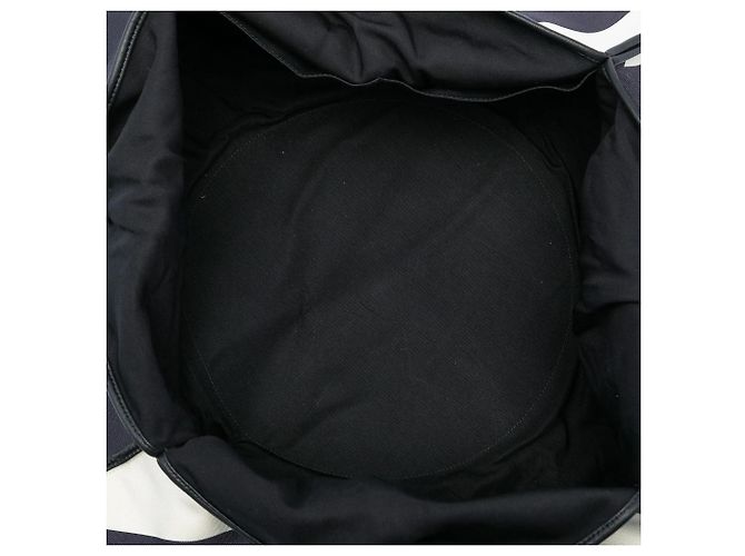 Tote a righe in tela Chanel CC nero - vista 4
