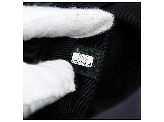 Tote a righe in tela Chanel CC nero - vista 6