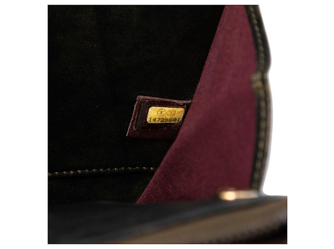 Clutch Chanel CC Chain in agnello metallizzato nero con frange - vista 5