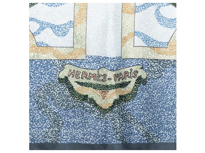 Foulard in seta blu Hermès Alfred De Dreux Peintre du Cheval Sciarpe di seta - vista 4