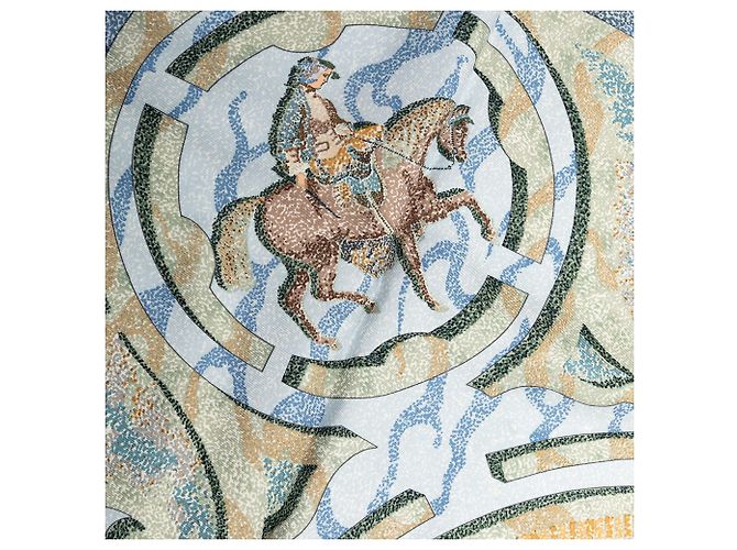 Foulard in seta blu Hermès Alfred De Dreux Peintre du Cheval Sciarpe di seta - vista 5