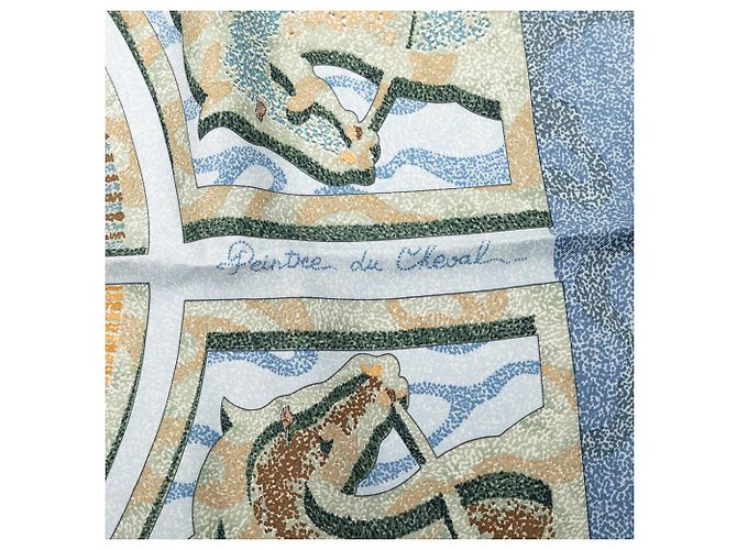 Foulard in seta blu Hermès Alfred De Dreux Peintre du Cheval Sciarpe di seta - vista 6