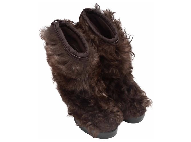Botas de piel marrón Prada Sport Talla 37 Castaño - vista 2