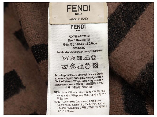Zucca Fendi Schal aus Woll- und Kaschmir-Mischung Schwarz & Braun Größe O/S - Ansicht 5