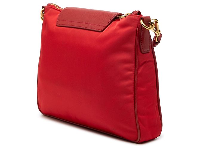 Borsa a tracolla Prada Tessuto con finiture in Saffiano rosso - vista 2