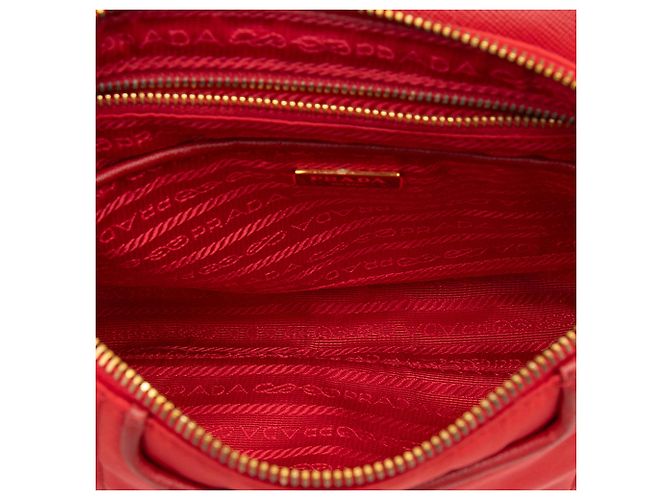 Borsa a tracolla Prada Tessuto con finiture in Saffiano rosso - vista 4