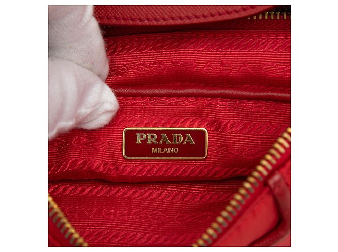 Borsa a tracolla Prada Tessuto con finiture in Saffiano rosso - vista 5