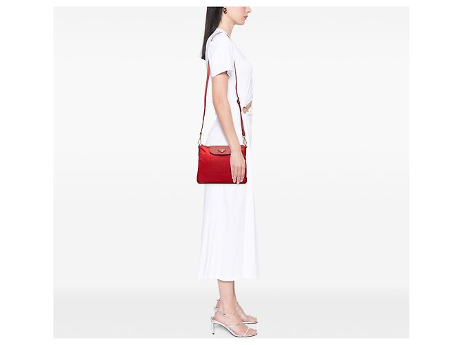 Borsa a tracolla Prada Tessuto con finiture in Saffiano rosso - vista 6