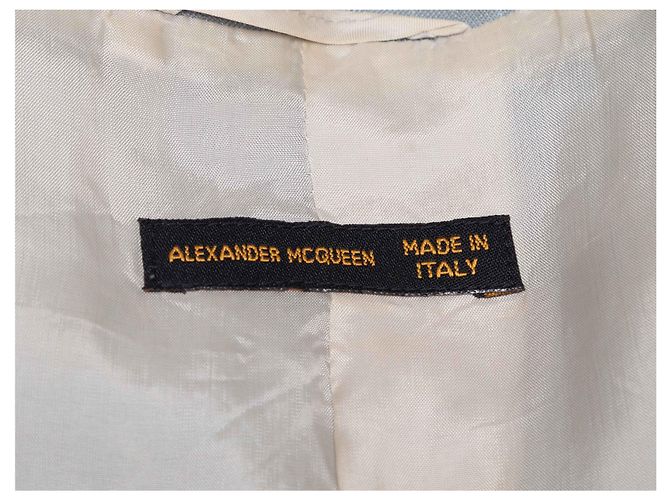 Grey Alexander McQueen Pinstriped Wool & Silk-Blend Skirt Suit Size US XS/S - view 4