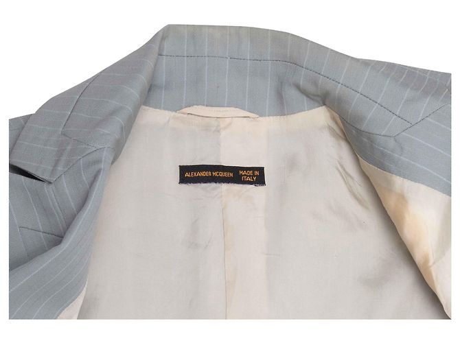 Grey Alexander McQueen Pinstriped Wool & Silk-Blend Skirt Suit Size US XS/S - view 5