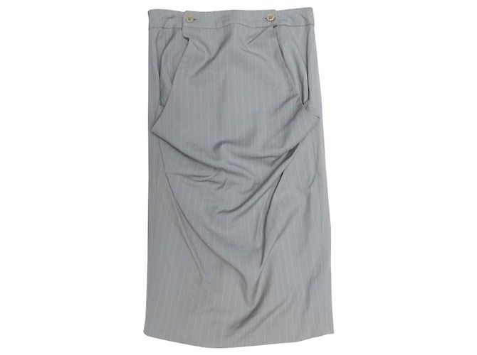 Grey Alexander McQueen Pinstriped Wool & Silk-Blend Skirt Suit Size US XS/S - view 6