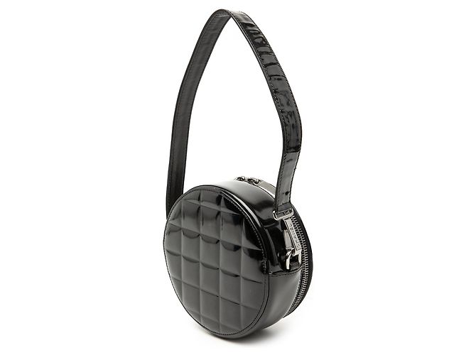 Borsa a tracolla rotonda Chanel CC Choco Bar in vernice nera Nero - vista 2