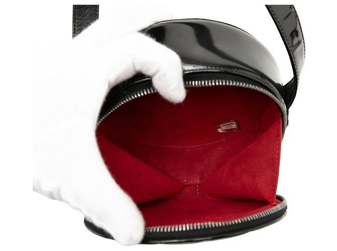 Borsa a tracolla rotonda Chanel CC Choco Bar in vernice nera Nero - vista 4