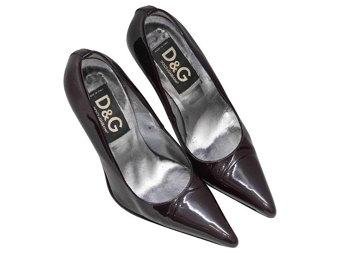 Dolce & Gabbana Braune D&G Lack-Spitzenschuhe Größe 36.5 - Ansicht 2