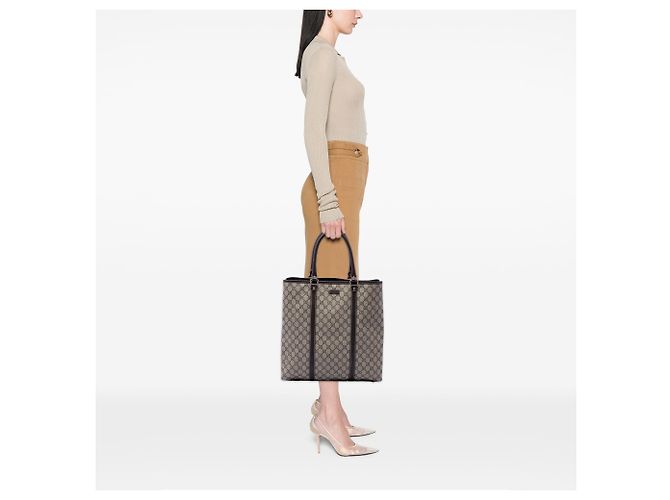 Tote verticale Gucci GG Supreme beige - vista 6