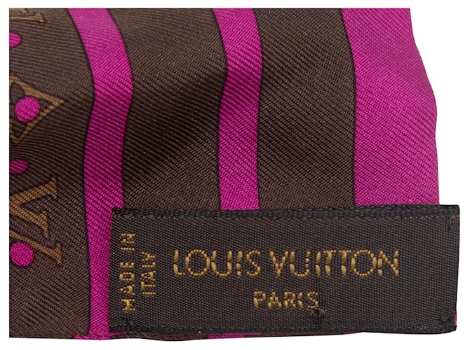 Sciarpa in seta twill marrone e magenta Louis Vuitton - vista 2