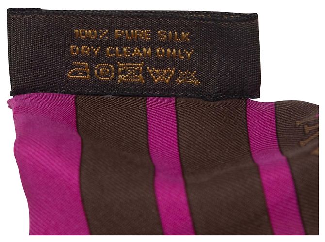 Sciarpa in seta twill marrone e magenta Louis Vuitton - vista 3