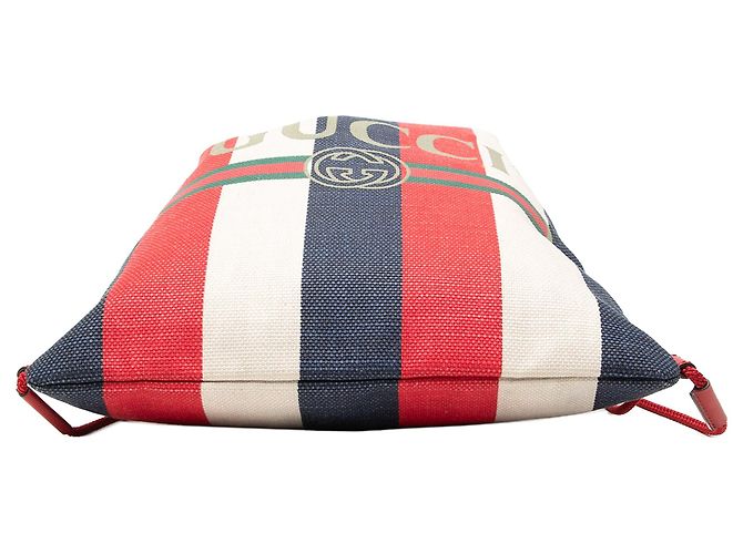 Red Gucci Canvas Sylvie Baiadera Web Drawstring Backpack - view 3