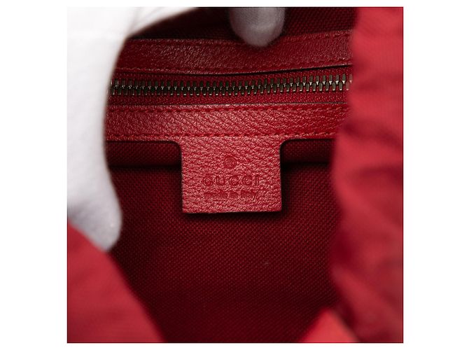 Red Gucci Canvas Sylvie Baiadera Web Drawstring Backpack - view 5