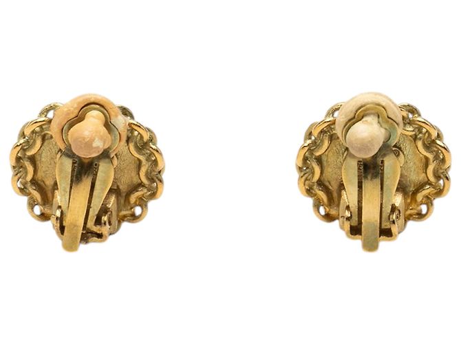 Orecchini a cerchio Chanel CC placcati oro D'oro - vista 2