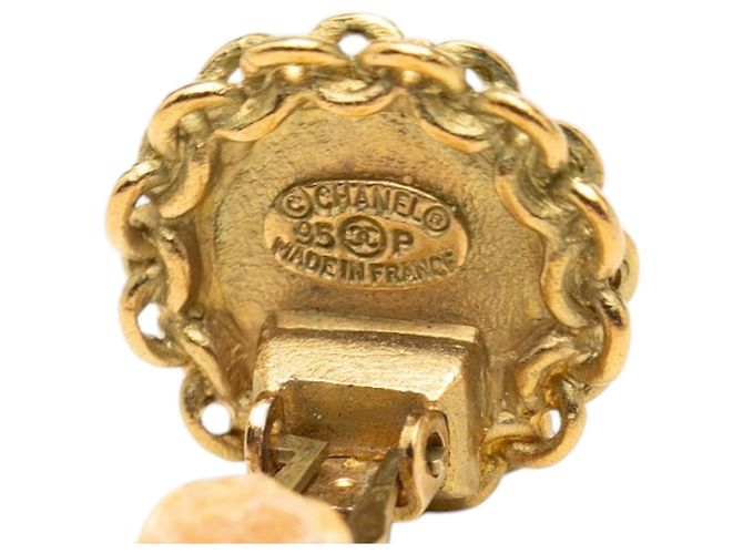 Orecchini a cerchio Chanel CC placcati oro D'oro - vista 3