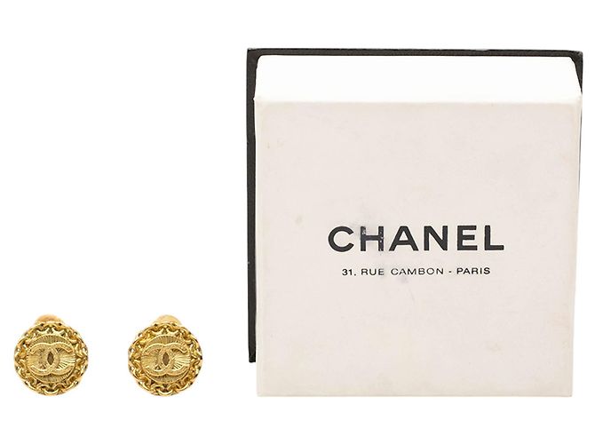 Orecchini a cerchio Chanel CC placcati oro D'oro - vista 4
