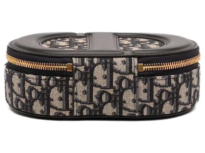 Borsa a tracolla CD Oval in pelle nera e tela Oblique Dior Nero - vista 3