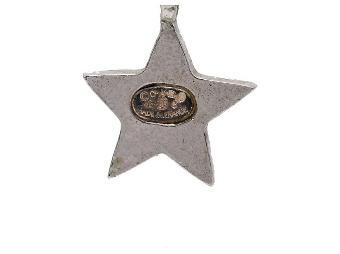 Orecchini Chanel CC in ottone e strass con goccia a stella e chiusura a perno, argento - vista 3