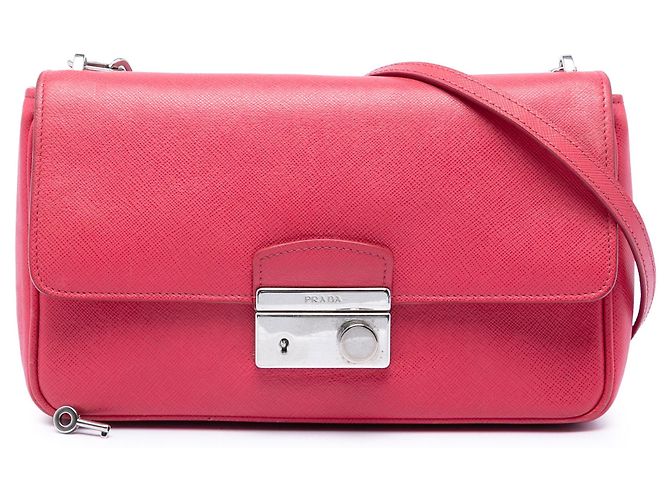 Borsa a tracolla Prada Saffiano Sound Lock rosa - vista 6