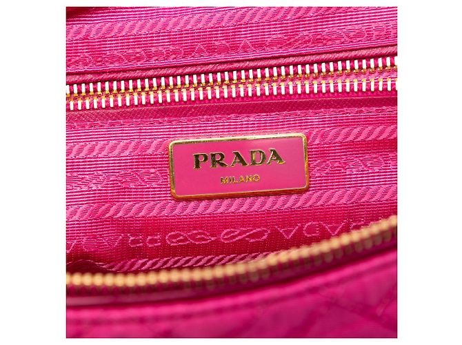 Borsa a tracolla in tessuto Prada Impuntu rosa con catena - vista 5
