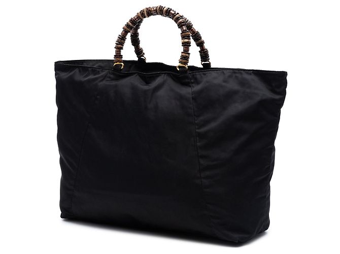 Tote Tessuto nero con manico perlato Prada - vista 2