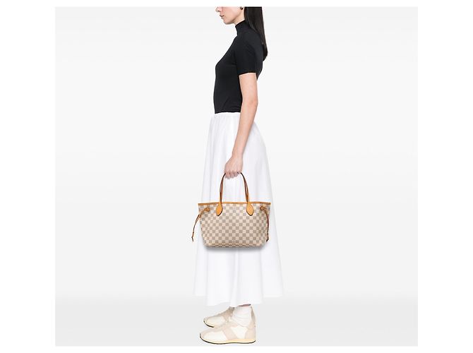 Borsa Tote Louis Vuitton Damier Azur Neverfull PM bianca Bianco - vista 7