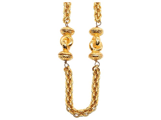 Collana lunga a maglie station placcata oro Gold Chanel CC D'oro - vista 4
