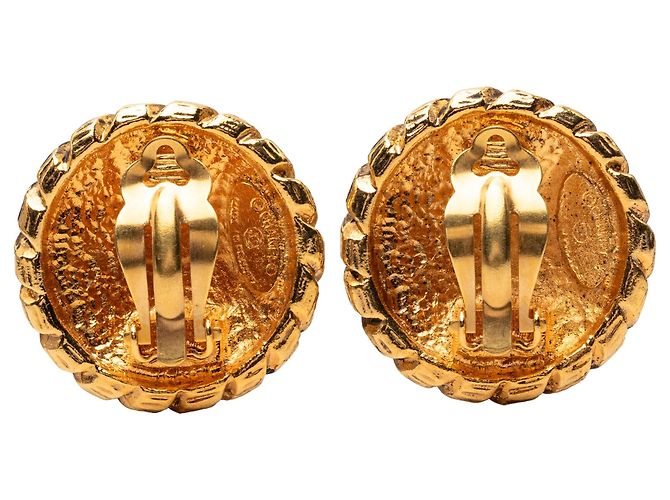 Orecchini a clip Chanel CC Gold Plated Sunburst Round D'oro - vista 2