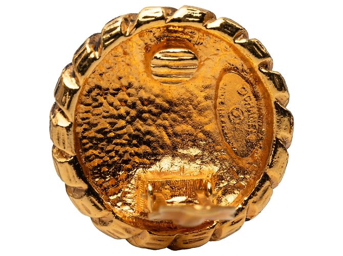 Orecchini a clip Chanel CC Gold Plated Sunburst Round D'oro - vista 3