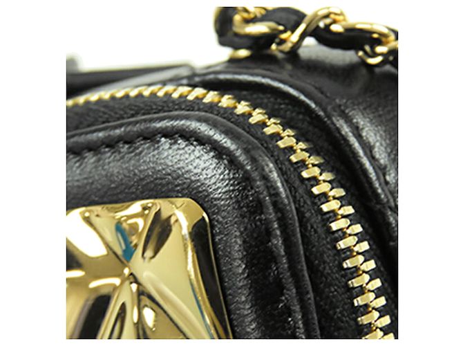 Vanity Borsa a tracolla Chanel Extra Mini CC trapuntata con placca dorata nera Nero - vista 10