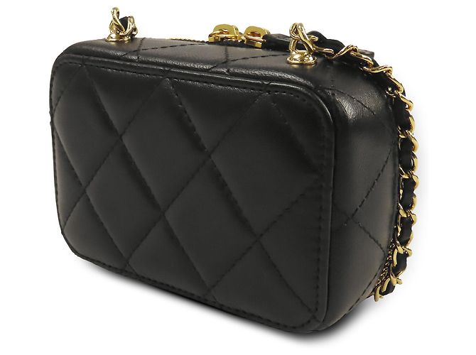 Vanity Borsa a tracolla Chanel Extra Mini CC trapuntata con placca dorata nera Nero - vista 2
