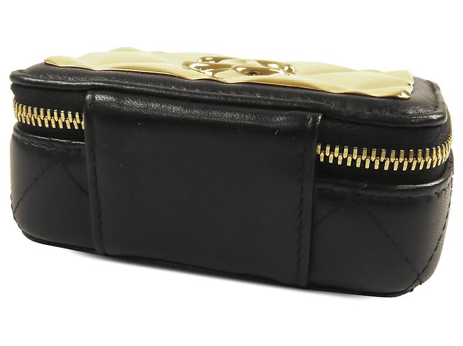 Vanity Borsa a tracolla Chanel Extra Mini CC trapuntata con placca dorata nera Nero - vista 3