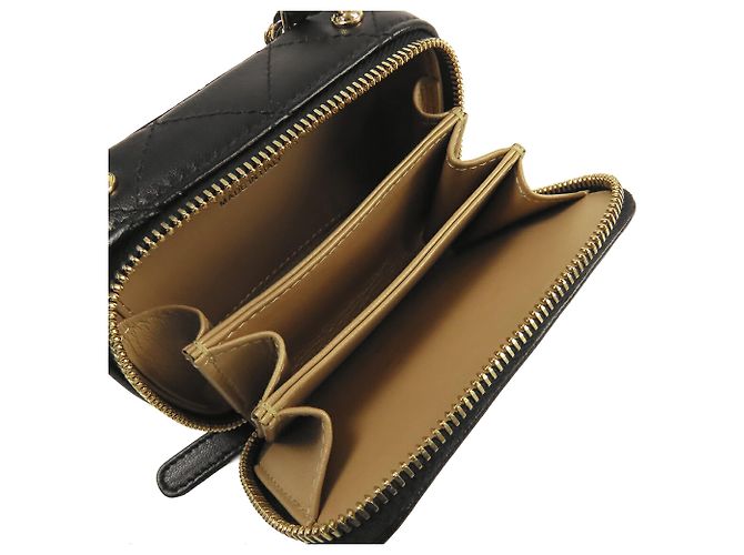 Vanity Borsa a tracolla Chanel Extra Mini CC trapuntata con placca dorata nera Nero - vista 4