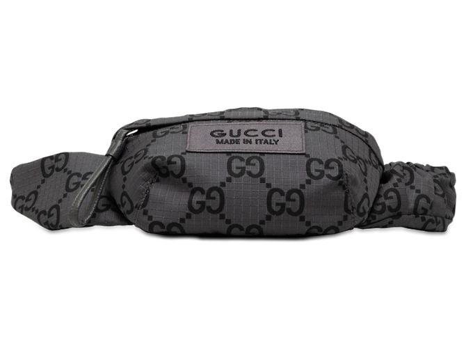 Borsa a tracolla in nylon ripstop GG grigio Gucci - vista 3
