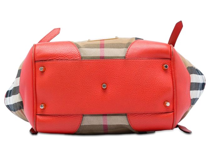 Tote Burberry Small House Check Canvas Bridle Canterbury marrone - vista 3