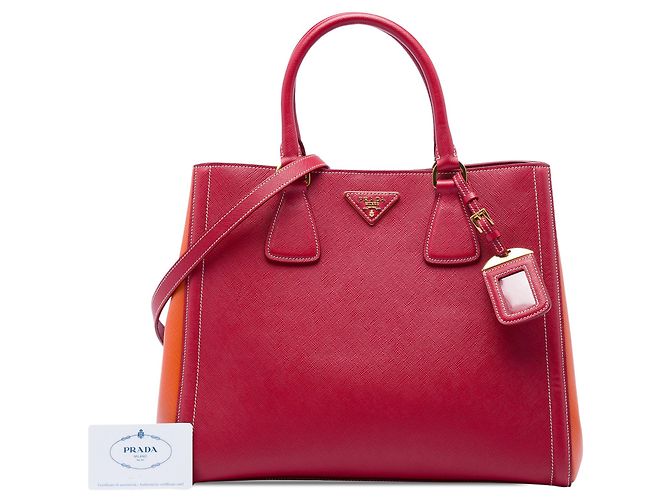 Borsa Prada Bicolor Saffiano Lux Arancione - vista 7